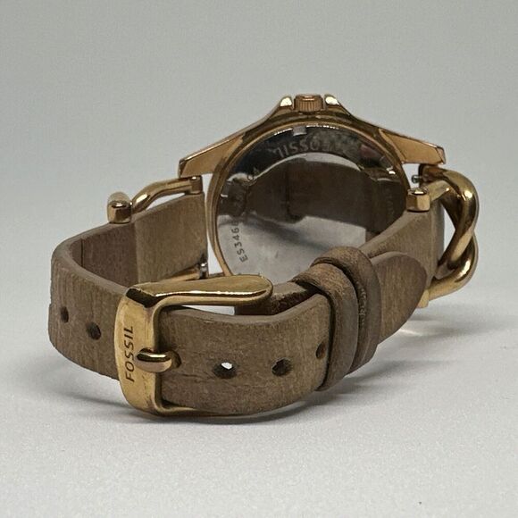 Fossil Riley ES3466 Women's Beige Leather Analog Dial Quartz Wrist Watch HME18 - Picture 9 of 11